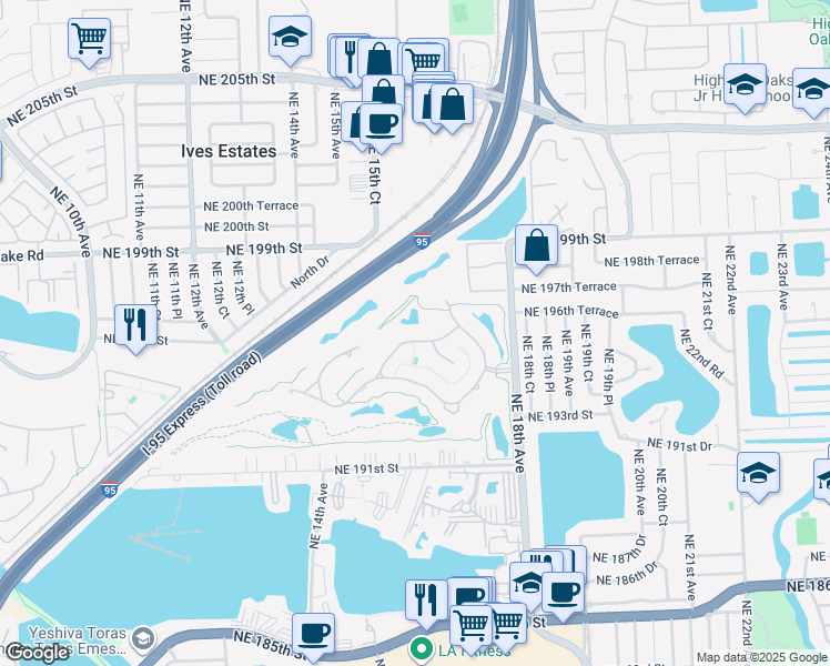 map of restaurants, bars, coffee shops, grocery stores, and more near 1639 Diplomat Drive in Miami