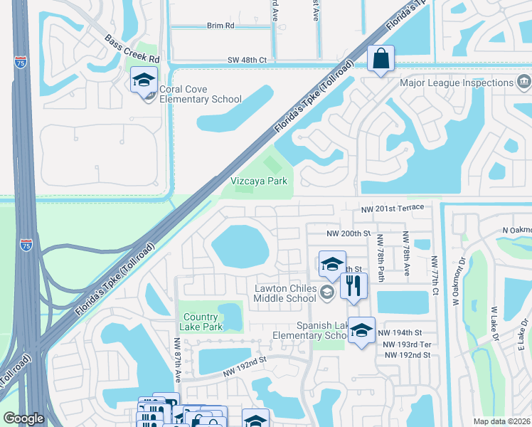 map of restaurants, bars, coffee shops, grocery stores, and more near 8307 Northwest 201st Street in Hialeah