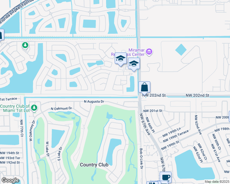 map of restaurants, bars, coffee shops, grocery stores, and more near 12688 Southwest 54th Court in Miramar