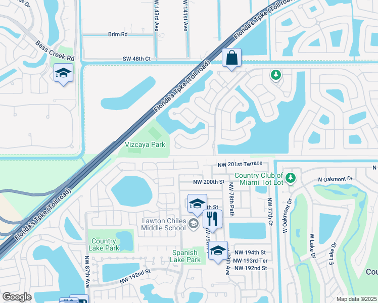 map of restaurants, bars, coffee shops, grocery stores, and more near 14106 Southwest 54th Street in Miramar