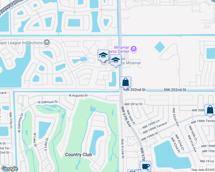 map of restaurants, bars, coffee shops, grocery stores, and more near 12602 Southwest 54th Court in Miramar