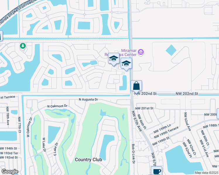 map of restaurants, bars, coffee shops, grocery stores, and more near 12688 Southwest 54th Court in Miramar