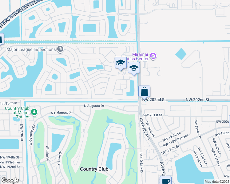map of restaurants, bars, coffee shops, grocery stores, and more near 12688 Southwest 54th Court in Miramar