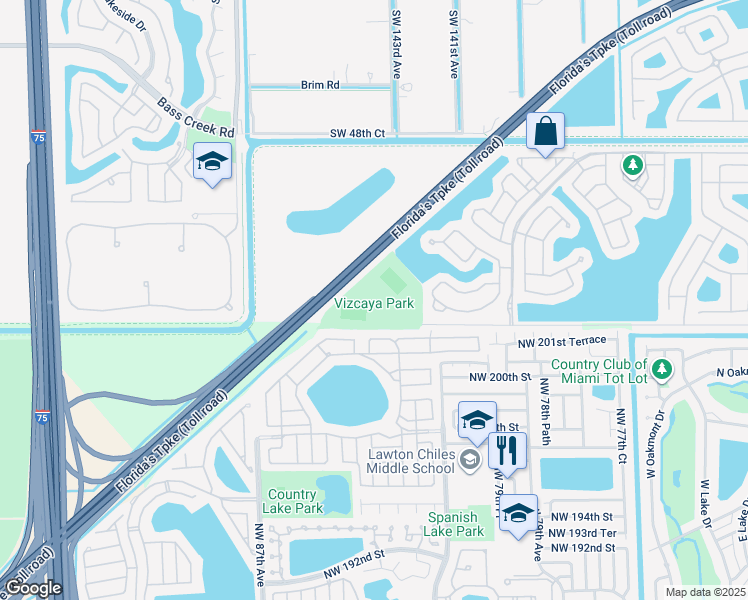 map of restaurants, bars, coffee shops, grocery stores, and more near 14200 SW 55th St in Miramar