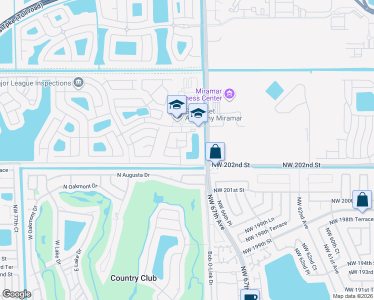 map of restaurants, bars, coffee shops, grocery stores, and more near 12602 Southwest 54th Court in Miramar