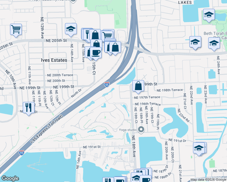 map of restaurants, bars, coffee shops, grocery stores, and more near State Highway 9 in Miami
