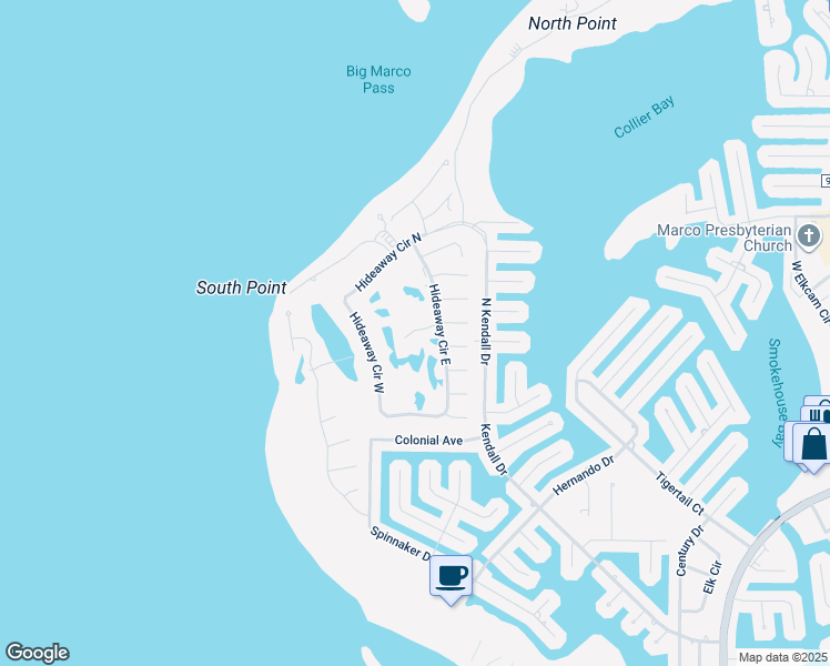 map of restaurants, bars, coffee shops, grocery stores, and more near 856-864 Hideaway Circle East in Marco Island