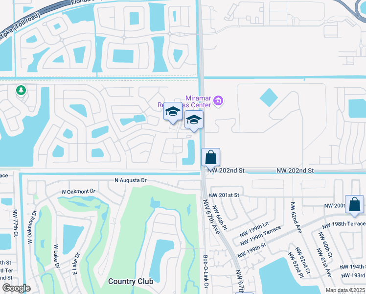 map of restaurants, bars, coffee shops, grocery stores, and more near 12517 Southwest 53rd Court in Miramar