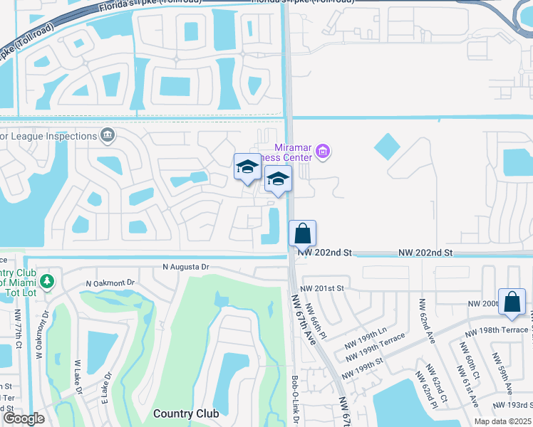 map of restaurants, bars, coffee shops, grocery stores, and more near 5315 Southwest 125th Avenue in Miramar