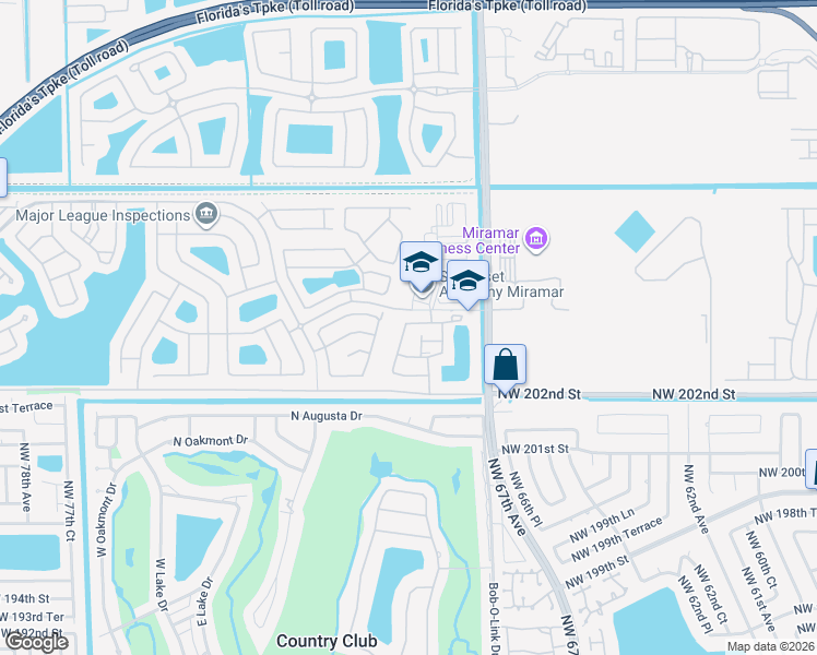 map of restaurants, bars, coffee shops, grocery stores, and more near 5353 Southwest 126th Terrace in Miramar