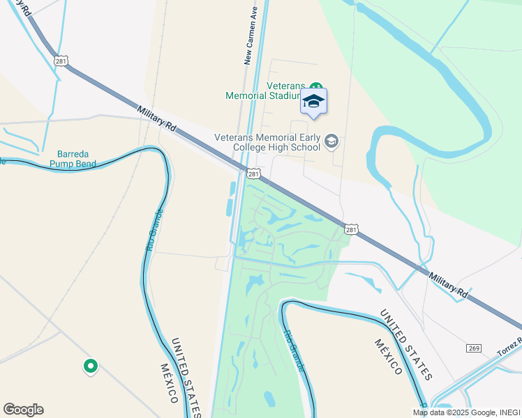 map of restaurants, bars, coffee shops, grocery stores, and more near 35 Arkansas River Drive in Brownsville