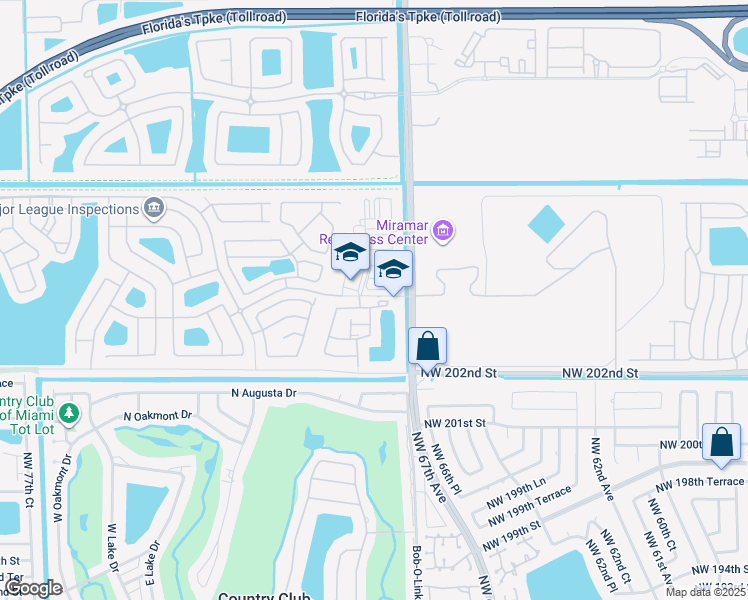 map of restaurants, bars, coffee shops, grocery stores, and more near 12517 Southwest 53rd Court in Miramar