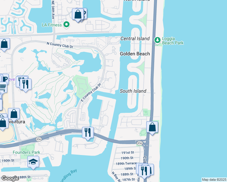 map of restaurants, bars, coffee shops, grocery stores, and more near 19925 Northeast 39th Place in Miami