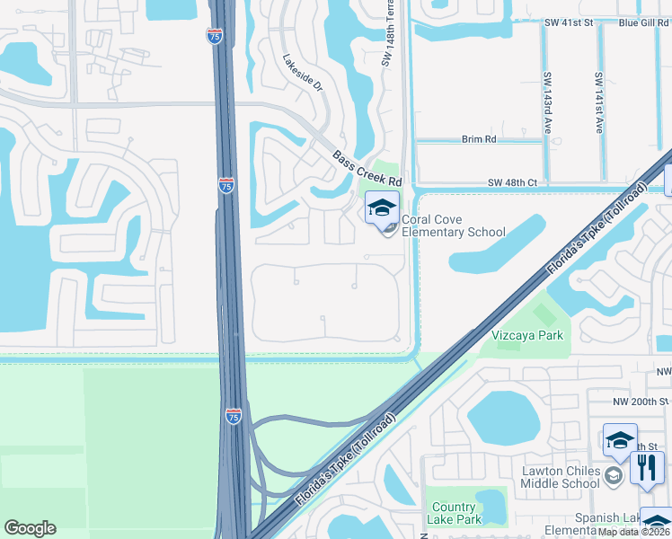 map of restaurants, bars, coffee shops, grocery stores, and more near 15056 Southwest 52nd Street in Miramar