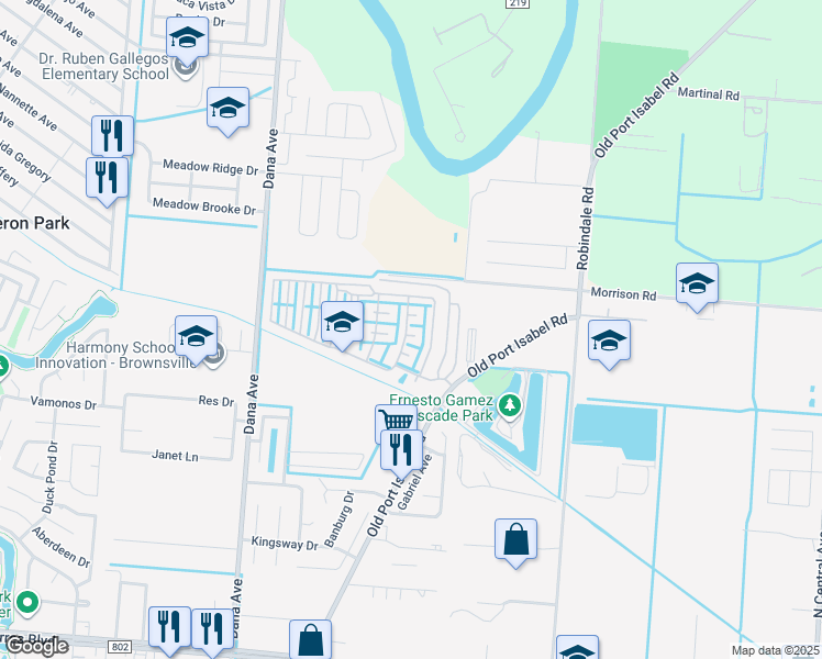 map of restaurants, bars, coffee shops, grocery stores, and more near Autumn Pl in Brownsville