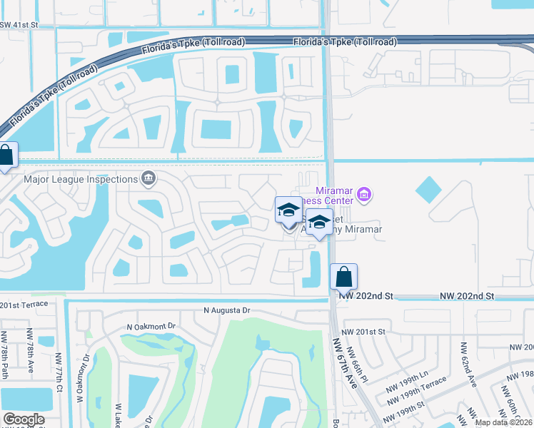 map of restaurants, bars, coffee shops, grocery stores, and more near 12712 Southwest 50th Street in Miramar
