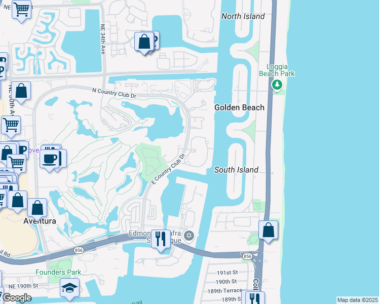 map of restaurants, bars, coffee shops, grocery stores, and more near in Aventura