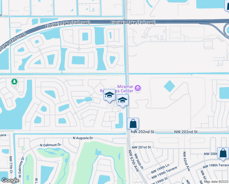 map of restaurants, bars, coffee shops, grocery stores, and more near 205 Southwest 126th Avenue in Miramar