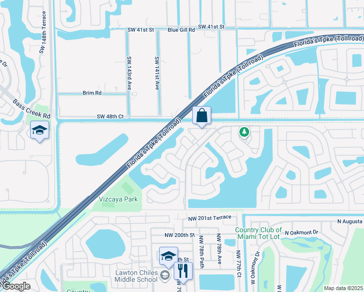 map of restaurants, bars, coffee shops, grocery stores, and more near 5072 Southwest 141st Avenue in Miramar