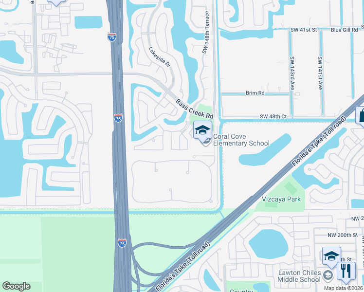 map of restaurants, bars, coffee shops, grocery stores, and more near 5030 Southwest 150th Avenue in Miramar