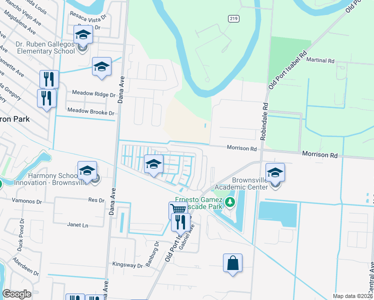 map of restaurants, bars, coffee shops, grocery stores, and more near 11 Sundance Lane in Brownsville