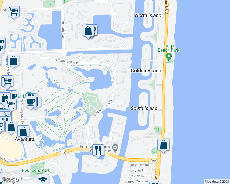 map of restaurants, bars, coffee shops, grocery stores, and more near in Aventura