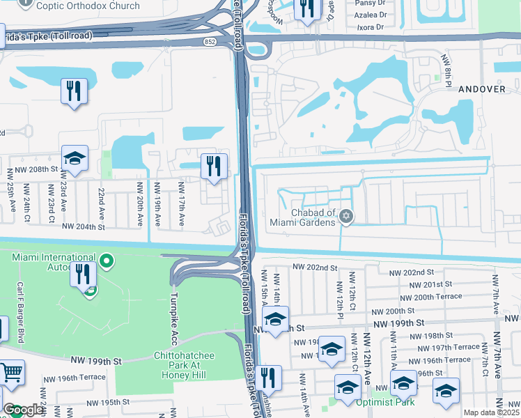 map of restaurants, bars, coffee shops, grocery stores, and more near Florida's Turnpike in Opa-locka