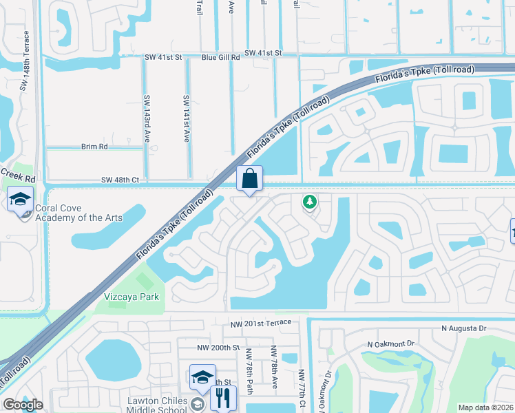map of restaurants, bars, coffee shops, grocery stores, and more near 4913 Southwest 140th Terrace in Miramar