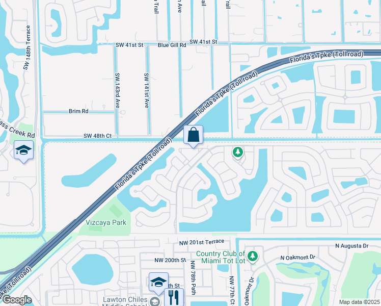 map of restaurants, bars, coffee shops, grocery stores, and more near 4917 Southwest 141st Avenue in Miramar