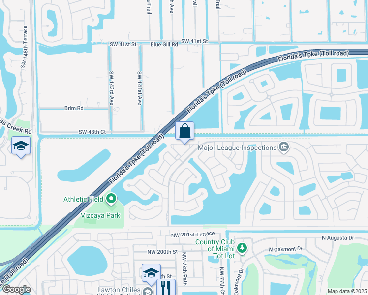 map of restaurants, bars, coffee shops, grocery stores, and more near 4917 Southwest 141st Avenue in Miramar