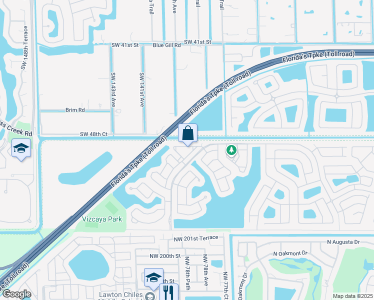 map of restaurants, bars, coffee shops, grocery stores, and more near 4917 Southwest 141st Avenue in Miramar