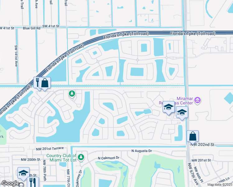 map of restaurants, bars, coffee shops, grocery stores, and more near 13097 Southwest 49th Court in Miramar