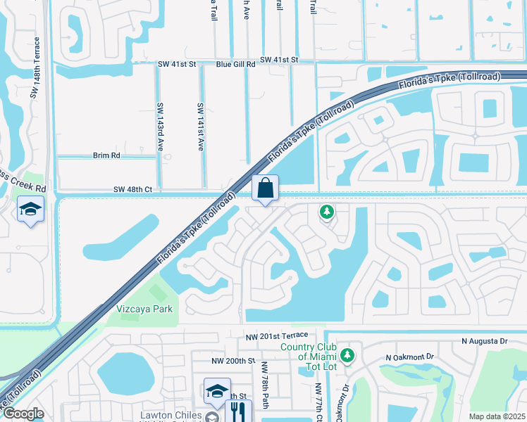 map of restaurants, bars, coffee shops, grocery stores, and more near 4917 Southwest 141st Avenue in Miramar