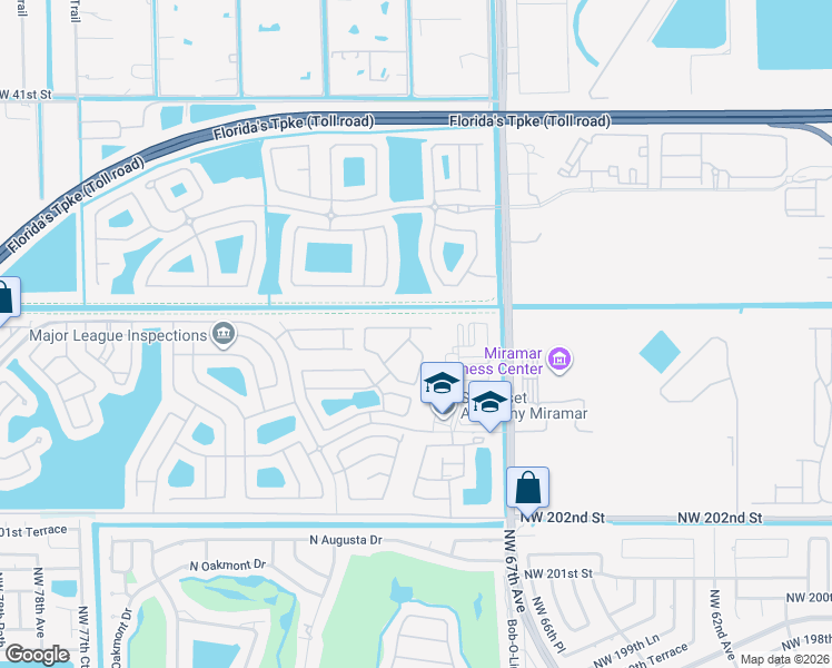 map of restaurants, bars, coffee shops, grocery stores, and more near 12722 Southwest 49th Court in Miramar