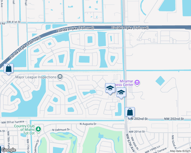 map of restaurants, bars, coffee shops, grocery stores, and more near 12771 Southwest 49th Court in Miramar