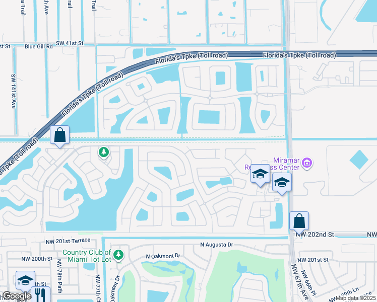map of restaurants, bars, coffee shops, grocery stores, and more near 12927 Southwest 49th Court in Miramar