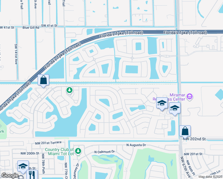 map of restaurants, bars, coffee shops, grocery stores, and more near 13097 Southwest 49th Court in Miramar