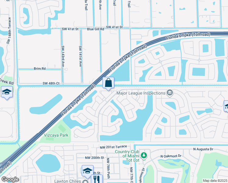 map of restaurants, bars, coffee shops, grocery stores, and more near 4913 Southwest 140th Terrace in Miramar