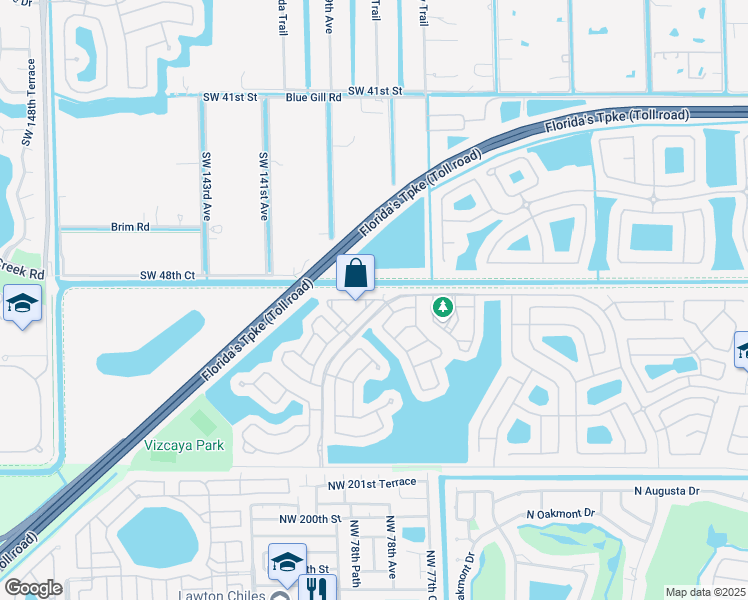 map of restaurants, bars, coffee shops, grocery stores, and more near 4913 Southwest 140th Terrace in Miramar