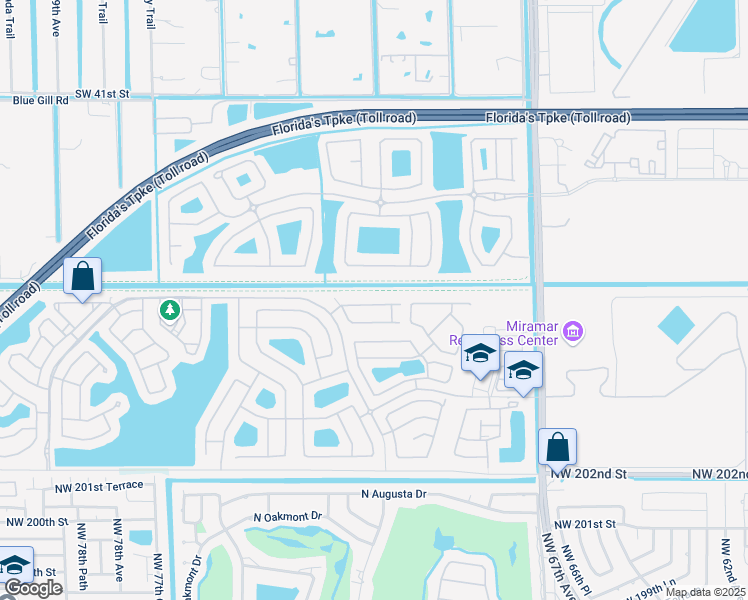map of restaurants, bars, coffee shops, grocery stores, and more near 12875 Southwest 49th Court in Miramar