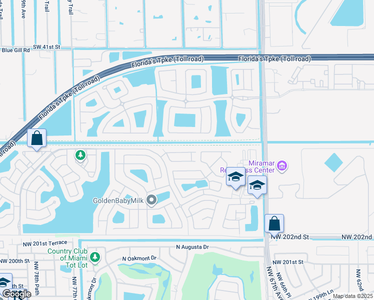 map of restaurants, bars, coffee shops, grocery stores, and more near 12875 Southwest 49th Court in Miramar