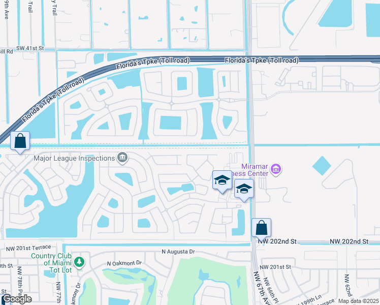 map of restaurants, bars, coffee shops, grocery stores, and more near 12771 Southwest 49th Court in Miramar