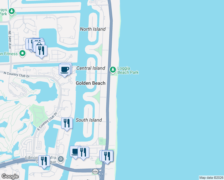 map of restaurants, bars, coffee shops, grocery stores, and more near 307 Jimmy Buffett Memorial Highway in Golden Beach