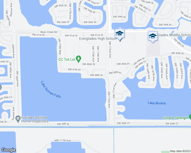 map of restaurants, bars, coffee shops, grocery stores, and more near 17425 Southwest 48th Street in Miramar