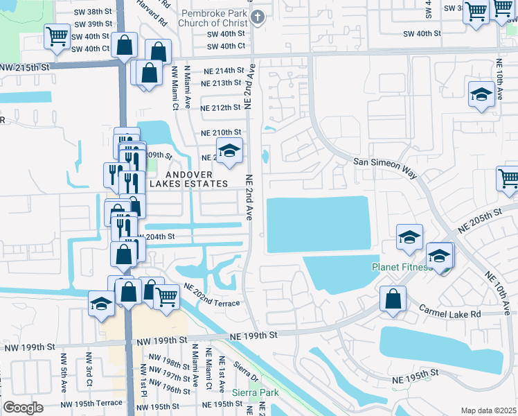 map of restaurants, bars, coffee shops, grocery stores, and more near in Miami Gardens