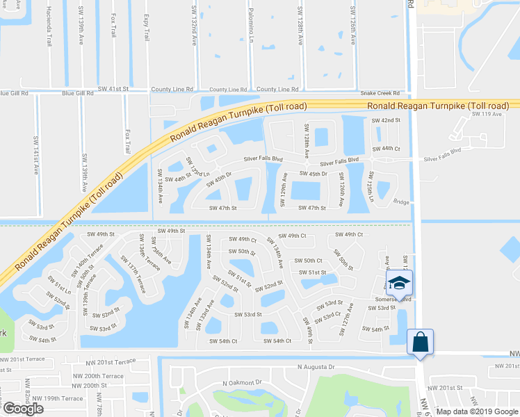 map of restaurants, bars, coffee shops, grocery stores, and more near 4671 Southwest 131st Terrace in Miramar