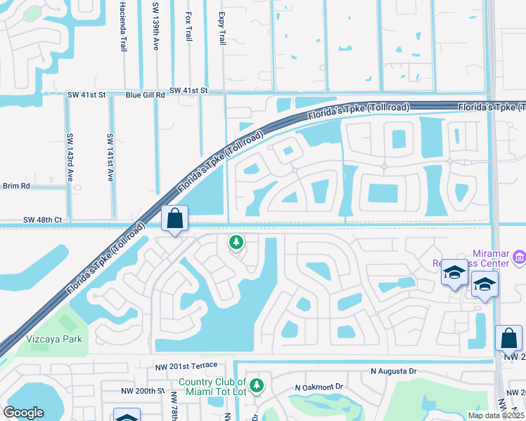 map of restaurants, bars, coffee shops, grocery stores, and more near 13381 Southwest 45th Drive in Miramar