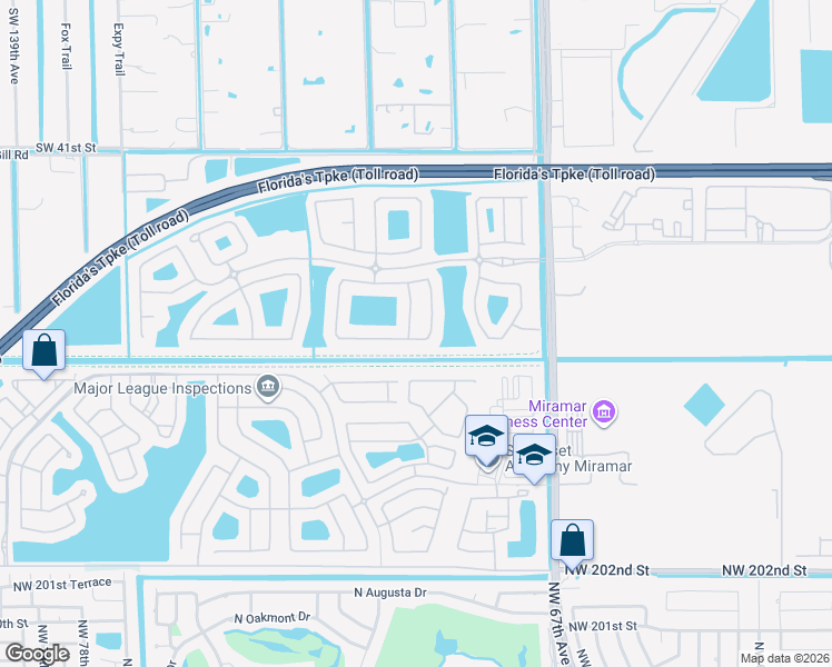 map of restaurants, bars, coffee shops, grocery stores, and more near 4683 Southwest 127th Terrace in Miramar