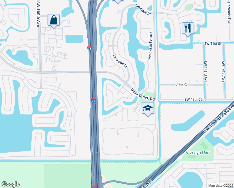 map of restaurants, bars, coffee shops, grocery stores, and more near 4720 Southwest 152nd Terrace in Miramar
