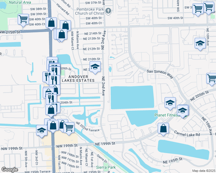 map of restaurants, bars, coffee shops, grocery stores, and more near in Miami Gardens